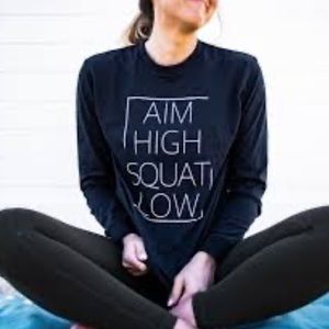 Aim High Squat Low Black Long Sleeve Tee